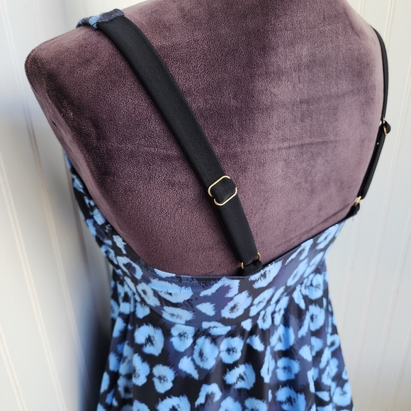 NWOT NOON SWIM Womens 1pc Swimsuit Top Tankini Peplum Blue Print Strap Sz 10 - Picture 14 of 14